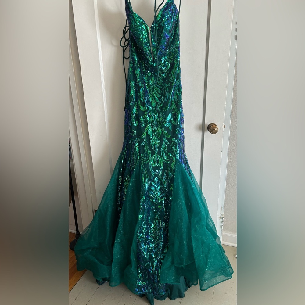 Alyce Paris Emerald and Teal Dress